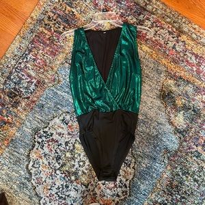 shein flashy green bodysuit